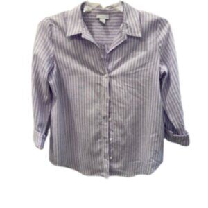 Liz Claiborne Shirt Women's, Size Small, Chic Linen-Blend Striped